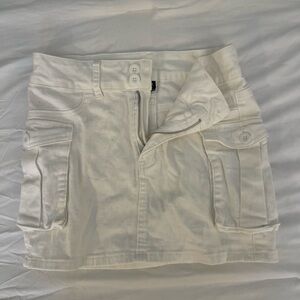 Women's White Cargo Skirt